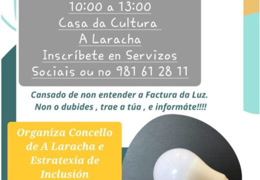 A Laracha acollerá o mércores unha charla informativa para resolver dúbidas sobre a factura da luz