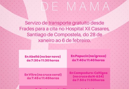 As veciñas de Frades teñen desde mañá martes un servizo de transporte gratuíto ao hospital Xil Casares de Santiago para acudir ás citas de mamografía