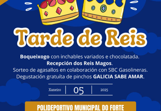 O polideportivo do Forte acollerá unha Tarde de Reis con Boqueixogo e degustación de petiscos de “Galicia sabe amar”