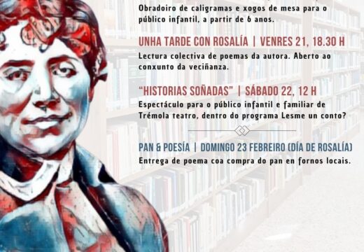 Neda conmemorará o Día de Rosalía con actividades infantís, unha lectura colectiva e a acción “Pan e poesía”