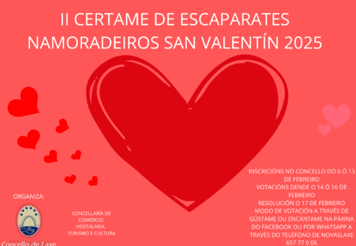 Laxe convoca o II Certame de Escaparates Namoradeiros polo Día de San Valentín