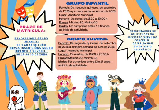 Apertura prazo preinscrición Escola municipal de teatro (infantil e xuvenil)