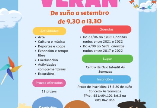As Somozas abre as inscricións do campamento de verán do Centro de Ocio, co obxectivo de facilitar a conciliación familiar