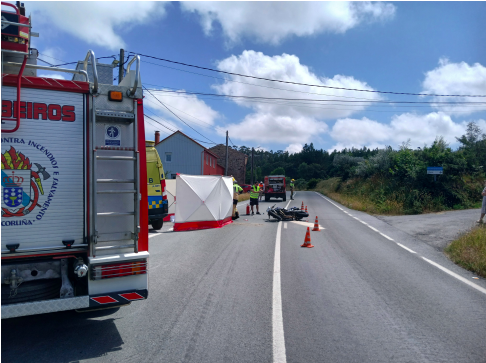 Accidente de tráfico mortal entre un coche e unha moto no Castro do Porto, no Concello de Santa Comba