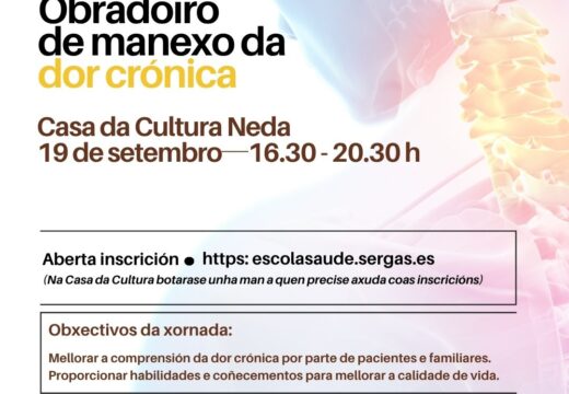 Neda promove un obradoiro sobre manexo da dor crónica xunto coa Escola Galega de saúde para cidadáns