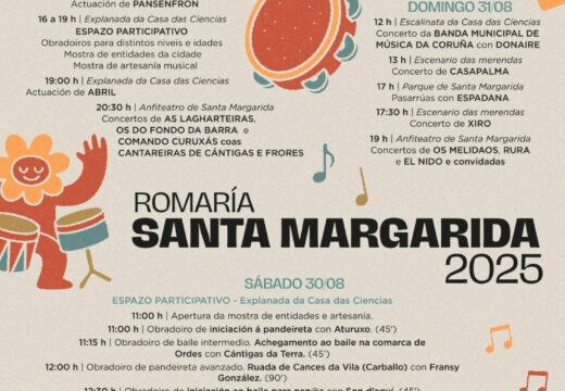 A Romaría de Santa Margarida terá de novo catro xornadas de actividade con actuacións como as de Gala i Ovidio, Rura ou Os do Fondo da Barra