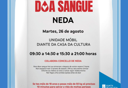 Neda súmase á campaña especial de doazón de sangue que impulsa este verán ADOS