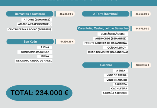 O Concello licita a renovación de 19 viais cun investimento de 234.000 euros