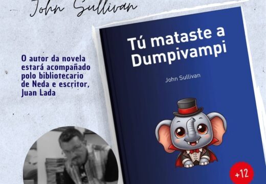 O escritor John Sullivan presenta este venres en Neda a súa novela “Tú mataste a Dumpivampi”