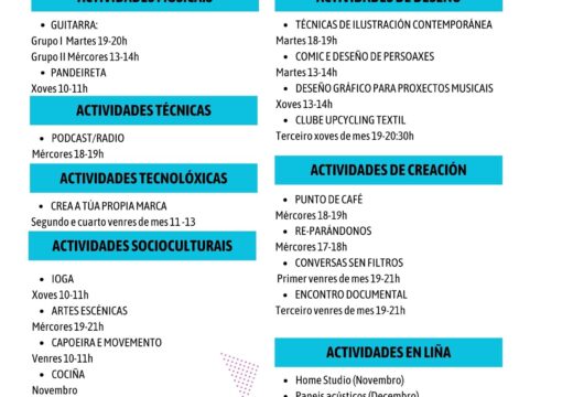O Centro Xove da Almáciga segue apostando pola participación da mocidade na programación do novo curso