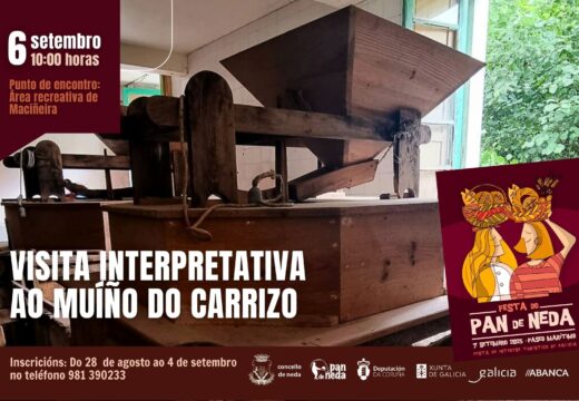 Neda impulsa unha visita interpretativa ao histórico muíño do Carrizo o día antes da Festa do Pan