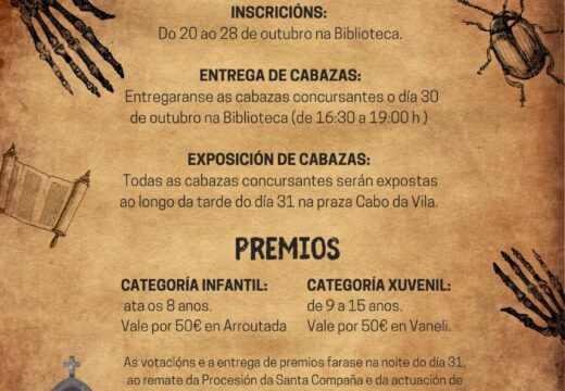O Concello de Muxía celebra o Samaín 2025 coa Procesión da Santa Compaña e un novo Concurso de Cabazas Terroríficas