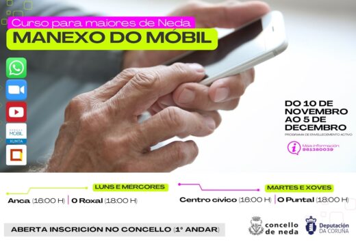 Neda porá en marcha en novembro catro cursiños de manexo do móbil para maiores