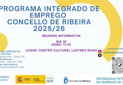 O Programa Integrado de Emprego do Concello de Ribeira desenvolverá unha nova reunión informativa no 18 de novembro