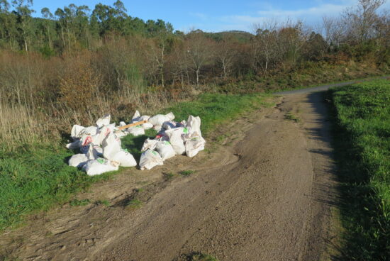 O concello detecta unha vertedura ilegal de escombro nunha pista forestal de Soandres