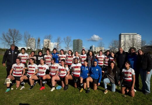 Belén do Campo asiste ao encontro de liga de rugby feminino entre Realta Crat Coruña e o CR Majadahonda