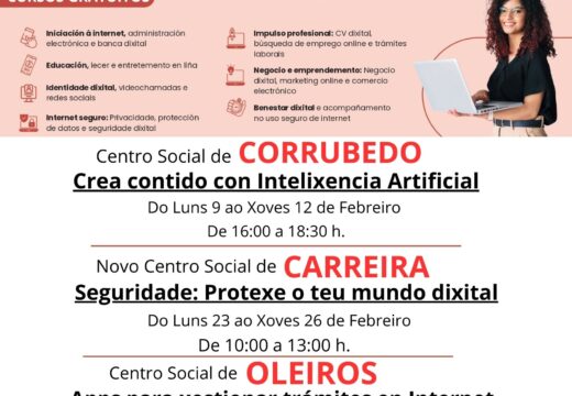 O Concello de Ribeira oferta cursos sobre competencias dixitais no primeiro trimestre do ano