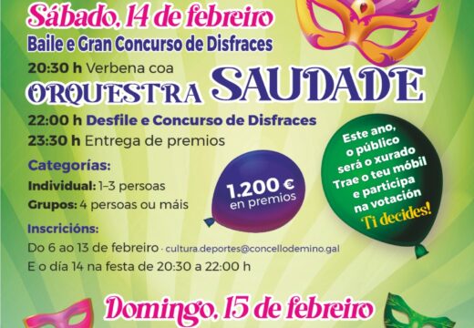 O público será o xurado do Entroido de Miño: os asistentes elixirán aos mellores disfraces a través do móbil