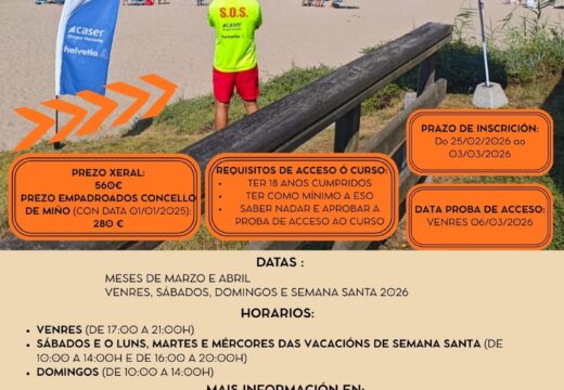 Miño impulsa un novo curso de socorrismo en instalacións e espazos acuáticos naturais