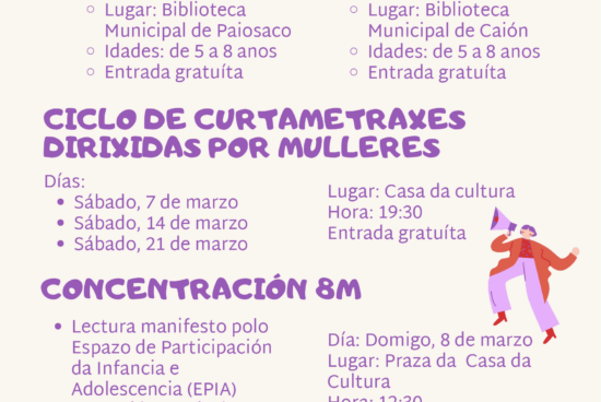 O concello aposta pola cultura en feminino para conmemorar o Día Internacional da Muller