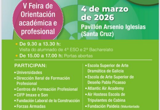 O mércores 4 de marzo celebrarase a V Feira de Orientación académica e profesional do Concello de Oleiros