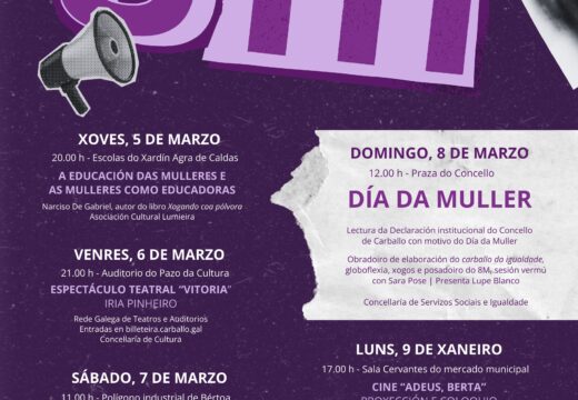 Carballo conmemora o 8M cunha programación que une cultura, participación e empoderamento feminino