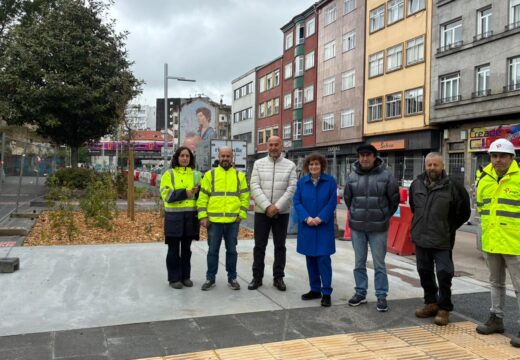 Goretti Sanmartín visita as obras do Barrio Verde de Pontepedriña, onde se implementa un sistema pioneiro para a xestión das augas pluviais