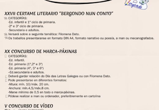 Bergondo celebra o Día das Letras Galegas con concursos literarios, creativos e audiovisuais