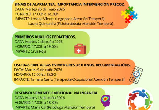 As xornadas formativas para familias dende o Servizo de Atención Temperá regresan a finais de maio e xuño