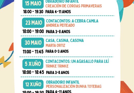 Talleres, contacontos e experiencias sensoriais na programación de fin de curso da biblioteca municipal
