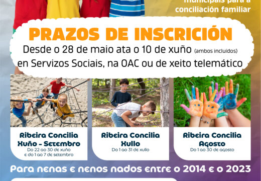 O Concello facilita a compatibilización da vida persoal e laboral das familias durante o verán co programa Ribeira Concilia