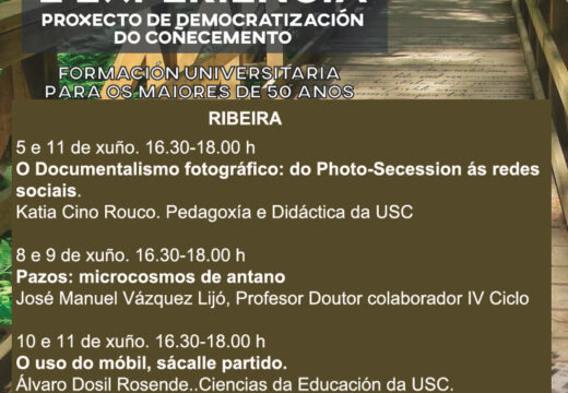Patrimonio, fotografía e contorna dixital centran a oferta formativa de Camiños de Coñecemento e Experiencia en Ribeira