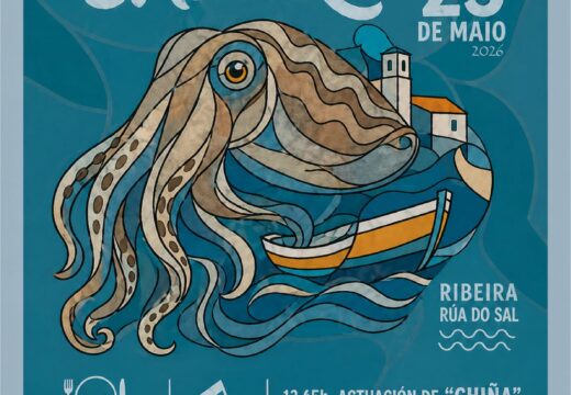 A segunda edición do Chopo Saleiro converterá a rúa do Sal de Ribeira en epicentro gastronómico con 140 kg do cefalópodo