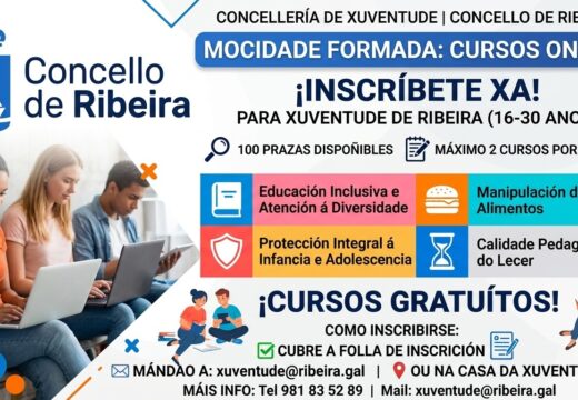 O Concello de Ribeira abre o prazo de inscrición para os cursos online dentro do programa Mocidade Formada