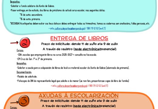 O Concello presenta tres liñas de axudas para o curso escolar 2026/2027