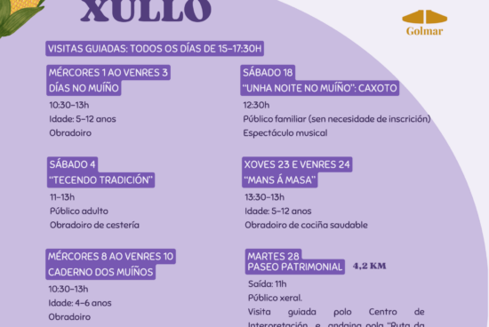 O Museo dos Muiños de Golmar acollerá unha ampla programación cultural este verán