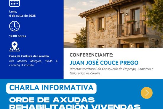 A Laracha acollerá unha charla informativa sobre axudas á rehabilitación de vivendas para atraer persoas traballadoras