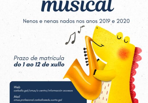 O Conservatorio de Carballo abre o prazo de matrícula en Iniciación Musical para nenos e nenas nados en 2019 e 2020