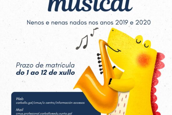 O Conservatorio de Carballo abre o prazo de matrícula en Iniciación Musical para nenos e nenas nados en 2019 e 2020