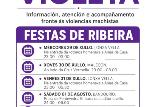 O Concello de Ribeira habilita puntos violeta durante as festas do verán da cidade