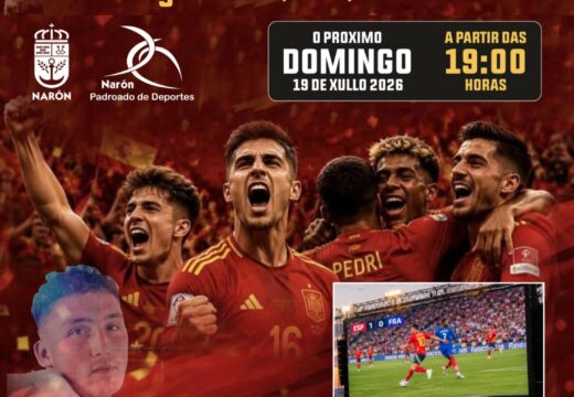 O Concello de Narón instalará na Praza da Igualdade unha pantalla xigante para seguir a final do Mundial