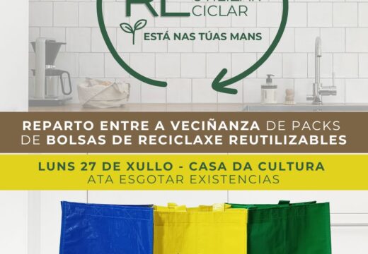 Neda repartirá o vindeiro luns na Casa da Cultura packs de bolsas reutilizables para facilitar a reciclaxe doméstica