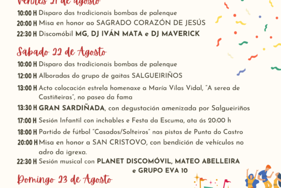 Castiñeiras celebra as súas festas do verán do 21 ao 23 de agosto