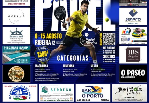 O noveno torneo de pádel Cidade de Ribeira disputarase do 8 ao 15 de agosto