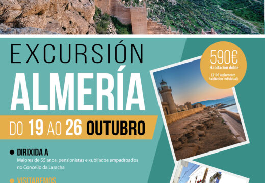 O concello organiza unha viaxe cultural a Almería para maiores de 55 anos, xubilados e pensionistas