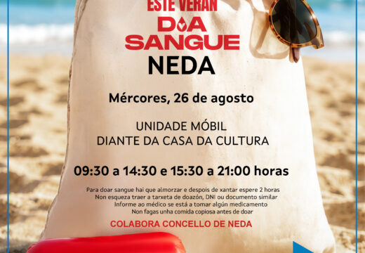 A campaña de doazón de sangue “Un alento de vida” volve a Neda o mércores 26 de agosto