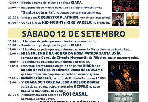 Ribeira renderá tributo á súa patroa Santa Uxía con música, tradición e oficios relixiosos