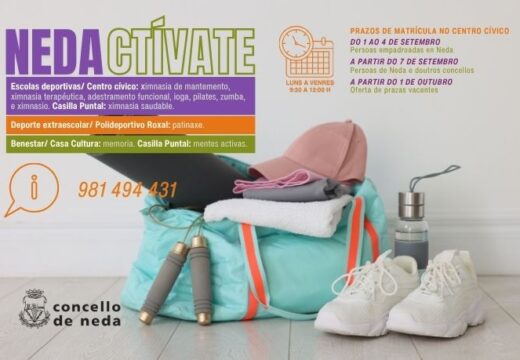 O Concello de Neda abre este martes a inscrición nas escolas municipais deportivas e de benestar