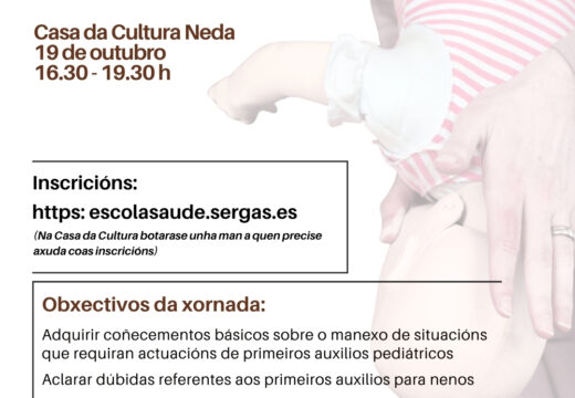 Neda programa un obradoiro sobre primeiros auxilios na infancia coa Escola Galega de Saúde para Cidadáns