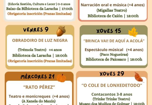 O concello programa seis propostas para desfrutar da lectura, a música e o teatro na nova edición de “Outono de Contos”